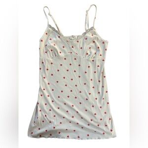 White Mini Babydoll Dress with Red Hearts
